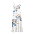 thumbnail image 4 of PuLe Summer Women Fashion Sling Mid-waist V-neck Sleeveless Stripe Printing Slim Beach Long Dress, 4 of 5
