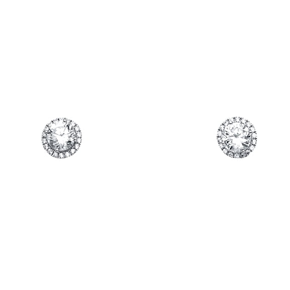 14k White Gold Cubic Zirconia Earrings Set 7x7mm Stud Earring for Women - 1.5 Grams