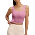 thumbnail image 2 of ITSAME Womens Workout Yoga Tank Tops with Chest Pad Stretchy Slim Gym Running Athletic Tops Hot Pink Size S, 2 of 6