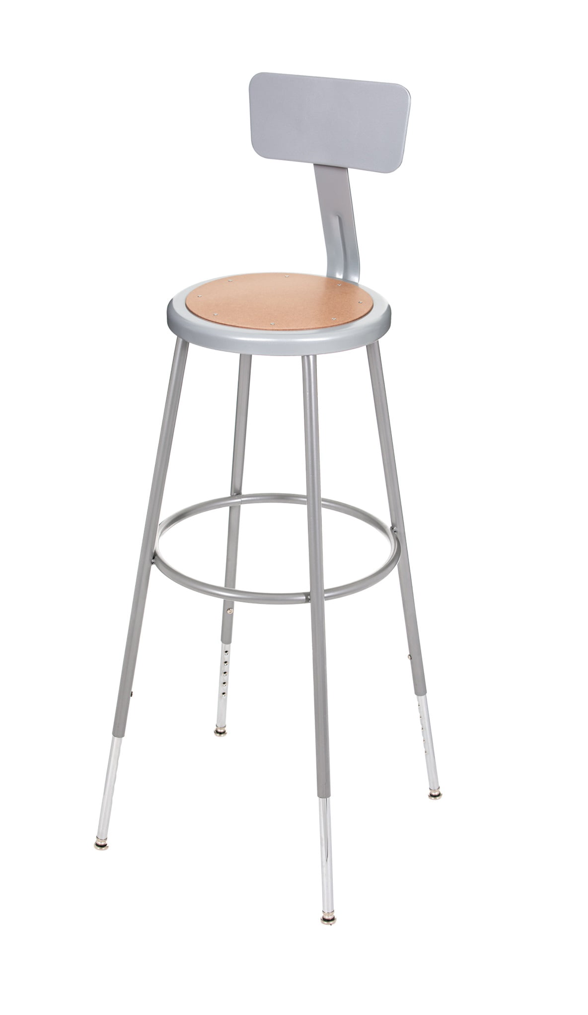 Hampden Furnishings Flynn 32"-39"H Adjustable Masonite/Steel Stool with Backrest, Grey, 2 PK