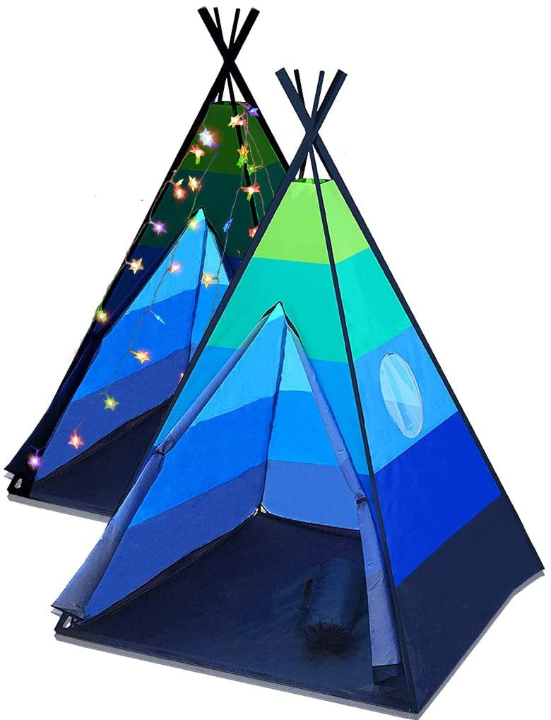 Details about   TEEPEE TENT Indoor Pop Up Playhouse for Kids with Storage Bag Blue By USA TOYZ 