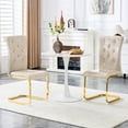 thumbnail image 3 of LifeSky Retro Dining Chairs Set of 2 with Crystal Buckle Design: 3-Sec Dining Room Transformation - Durable Support Up to 400LBS per Chair - Gold Bow Legs & Water-Resistant Faux Leather, 3 of 11