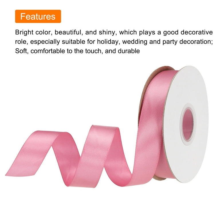 Blush Pink Ribbon 1 Inch x 25 Yards, Satin Fabric Silk Ribbon for
