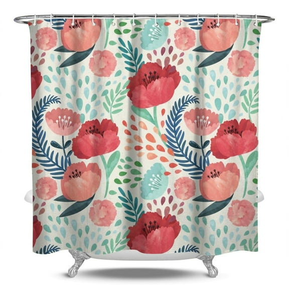 Boho Style Shower Curtain Floral Rose Vintage Retro Shower Curtain for Bathroom Home Decor Bathtubs Waterproof Fabric Curtain with 12 Hooks 84x72in