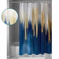 thumbnail image 4 of Abstract Color Block Shower Curtain, 36" x 72", Navy Block Impressionist Style Waterproof Bathroom Curtain Washable Shower Curtain Set with 12 Hooks, 4 of 6