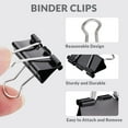 thumbnail image 3 of 100 Count Binder Clips Assorted Sizes, Paper Binder Clips (0.6inch 0.75inch 1inch), Metal Paper Clamps for Office and Home (Black), 3 of 6