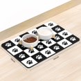 thumbnail image 2 of Dog Food Mat, 16"x24" Dog Mat for Food and Water, Absorbent Cat Bowl Mat Protect Floors, Cute Cat Food Mat for Feeding & Watering Supplies, Pet Feeding Mat, Black White Footprint, 2 of 6