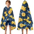 thumbnail image 3 of Yellow Lemon Slices DarkBlue Pattern Hooded Bath Towel，50"x30" for Ages 3 To 12 Kids, Quick Dry Lightweight Soft Microfiber Hood Beach Towel Cover Up for Kids, 3 of 7