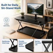 Uncaged Ergonomics CHANGEdesk Mini Compact Standing Desk Converter, 27.5 x 19.5 in., 4 Heights, Fully Assembled, Black