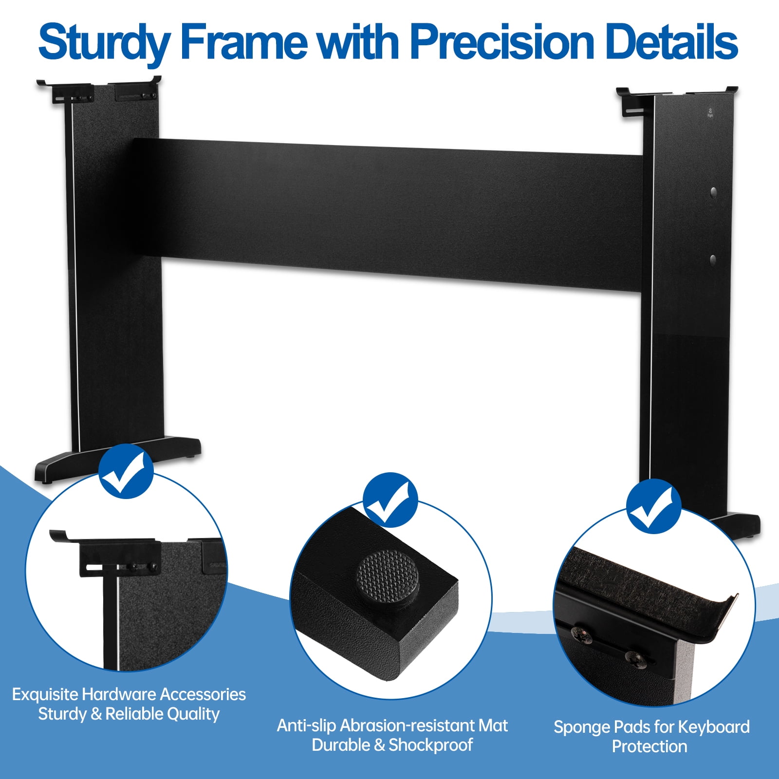 AODSK Digital Piano Stand Adjustable Width Wooden Furniture Stand Universal 76 / 88 Key Pianos Base- Black