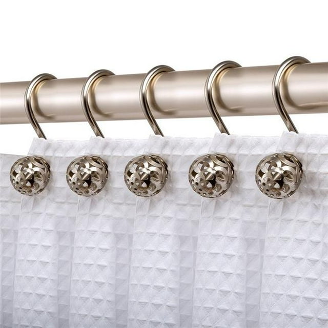 Utopia Alley HK17BN Anneaux de Rideau de Douche à Billes Creuses Résistant à la Rouille pour Salle de Bain & 44; Nickel Brossé - Lot de 12