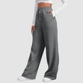 thumbnail image 2 of YDDIAN Womens High Waisted Sweatpants Baggy Plus Size Drawstring Pant Wide Leg Winter Dressy Work Sweatpants with Pockets Gray XL, 2 of 5