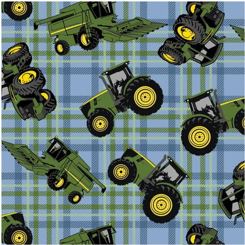 John Deere blue ticking tractor fabric by the yard