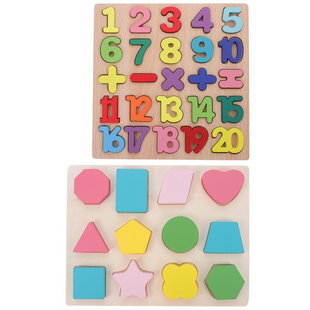Shisuyan Composite Material Alphabet Number Puzzles Toy Assorted Color 2 Sets 7.86X7.86X0.28 In