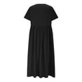 thumbnail image 5 of Wiyuqeen Boho Dresses for Women V Neck Short Sleeve Cotton Linen Dresses Solid Lightweight Maxi Dresses Wedding Guest Dresses, 5 of 7