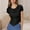 Black, variant on Ribbed Knit Crop Tops for Women Full Zip up Short Sleeve Going out Tops Stretchy Slim Fitted Basic Tees