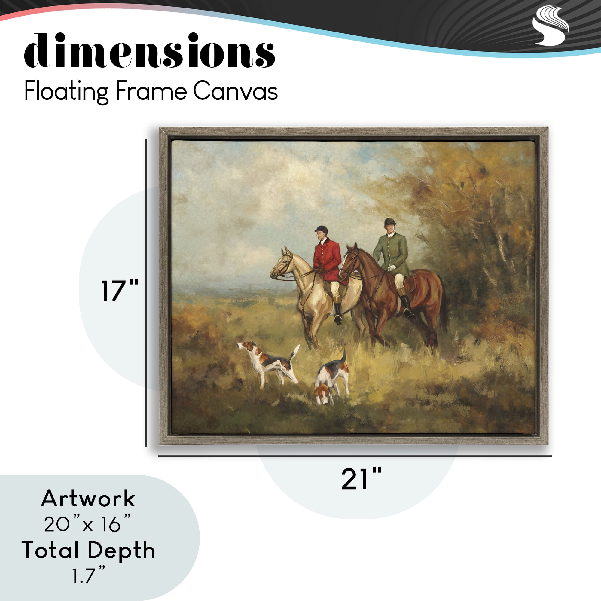 Stupell Industries Autumn Riders with Hounds Brown Framed Floater Canvas Wall Art, design by Ziwei Li