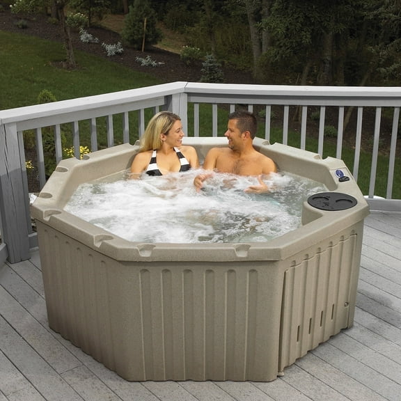Aqualife by Strong Spas Invi 4-5 Person Plug & Play Octagonal Spa Hot Tub, 11 Jets, Cobblestone
