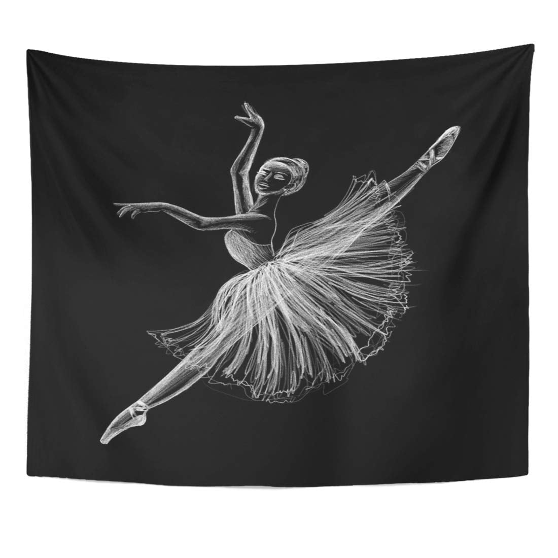 ZEALGNED Beautiful White Actress Ballerina Drawing Chalk on Black