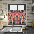 thumbnail image 4 of Yayeee Kitchen Curtains Tier Pair Light Filtering 27"x24" Rod Pocket Short Cafe Window Panel, Art Buildings, 4 of 7