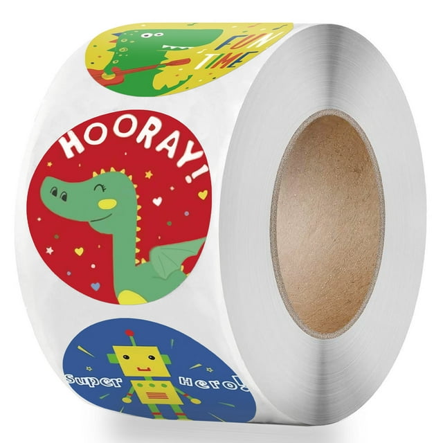 Autocollants de Récompense pour Enfants 1 Po 500 Pcs par Rouleau Design de Dessin Animé Faciles à Transporter Fournitures d'Autocollants d'Incitation pour Enseignants et Mamans