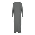 thumbnail image 5 of Enjoytime Fall Dresses for Women 2025 Solid Color Crewneck Loose Long Dress Long Sleeve Trendy Winter Casual Dress Dark Gray S, 5 of 6