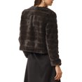 thumbnail image 3 of INSPIRE CHIC Women's Long Sleeve Solid Color Collarless Shaggy Soft Faux Fur Coat M Dark Brown, 3 of 6