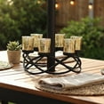 thumbnail image 4 of Seraphic Iron Round Table Decor Christmas Centerpiece Decorations Candle Holder for Weddings, Patio, Kitchen, Dining Room, and Coffee Tables, Glass Votive Tealight Holders, Black, 6 Gold Cups, 4 of 7