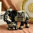 thumbnail image 2 of Elephant Statue African White Table Sculpture, Desktop Art Figures Great Gift Animal Figurines Home Décor, Crafts Decorations for Living Room Party Foyer (Black-Elephant), 2 of 11