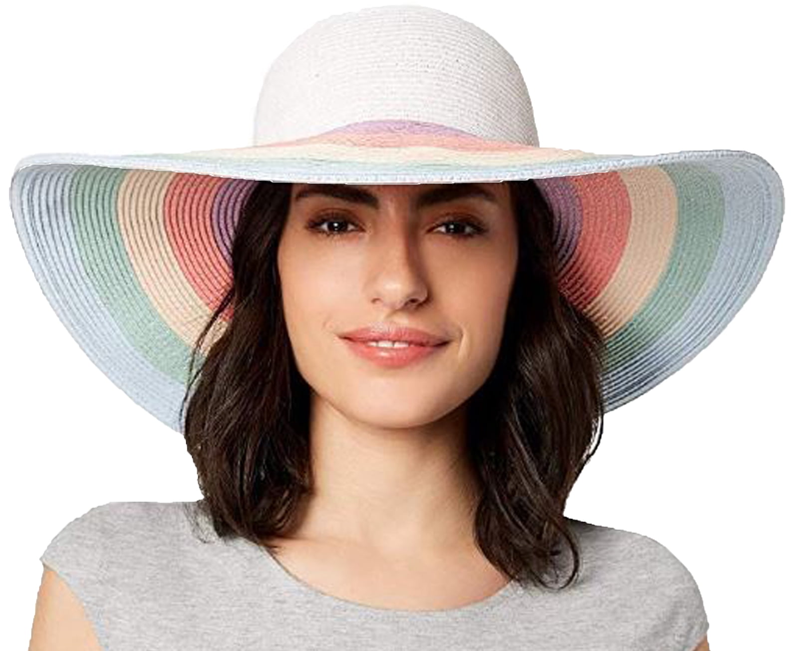 Womens Rainbow Floppy Hat (Multicolor 