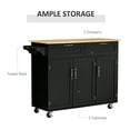 thumbnail image 4 of HOMCOM Kitchen Island, Utility Serving Cart with 2 Storage Drawers, Black, 4 of 10