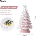 thumbnail image 2 of Sunlit Cordless Lighted Ceramic Christmas Tree Vintage Tabletop Christmas Decoration Pre-Lit Colorful Mini Light Bulbs 13" Traditional AA Battery Operated LED - Ombre Pink, 2 of 7