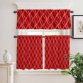 thumbnail image 2 of 3 Piece Kitchen Curtains and Valances Set Red White Stripes Cafe Curtains 24 Inch Length Simple Geometric Modern Monochrome Valance & Tier Curtain for Living Room Bedroom Window 54"x18"+27"x24"*2, 2 of 6