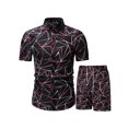 thumbnail image 2 of xiaxaixu Men Beach Outfits Printed Lapel Button Down Shirt + Drawstring Shorts, 2 of 4