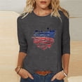 thumbnail image 6 of Dazajoo 4th of July Tunic Tops for Women Summer 3/4 Sleeve Casual American Flag Patriotic Graphic Vintage Tee Shirts 2024 Womens Independence Day Round Neck Blouses Flash Deals Today,Gray,S, 6 of 6