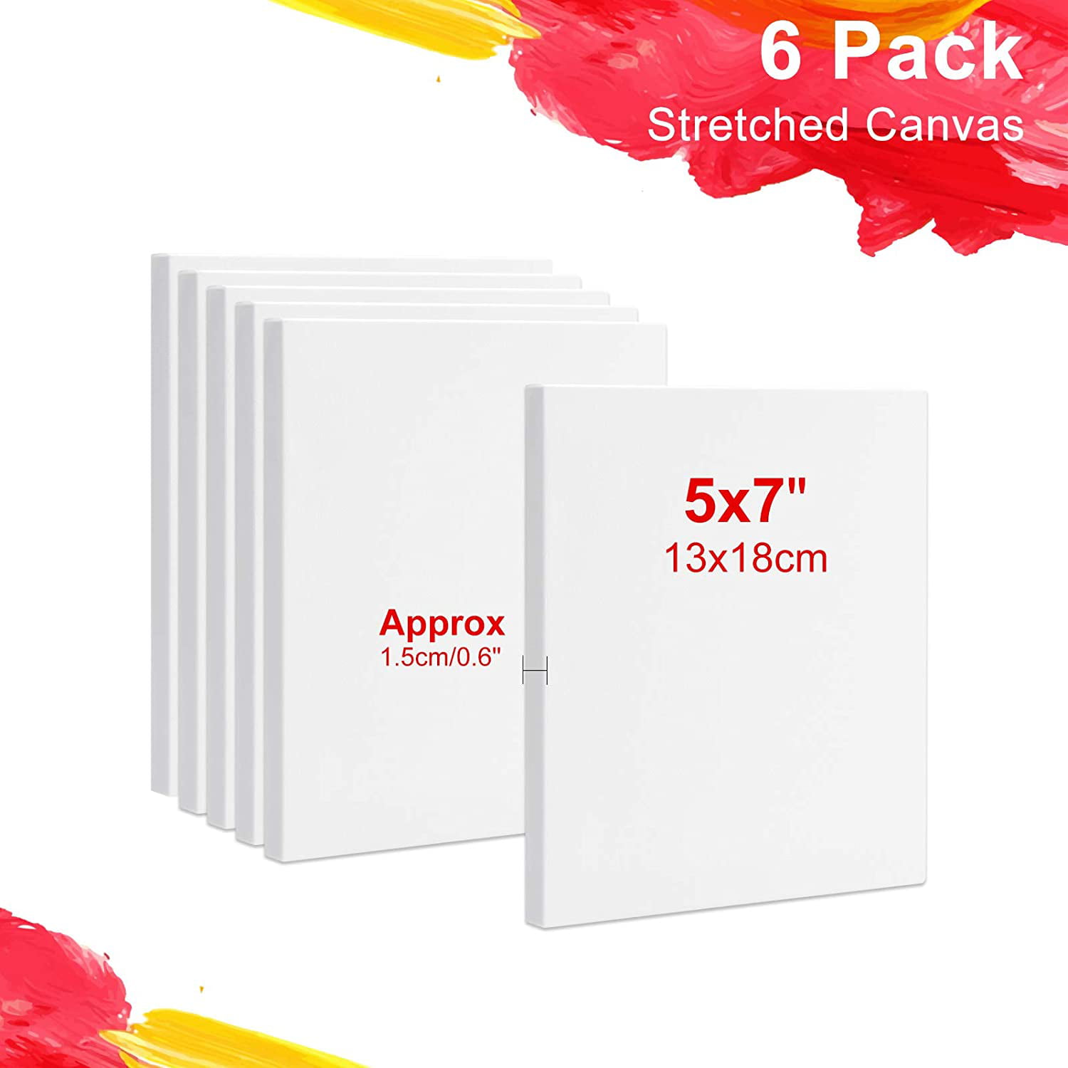 13x18cm TUPARKA 5X7 Inch Stretched White Blank Canvas 6 Pack Mini Pre-Stretched Canvas for Acrylics Oils Painting Media 