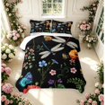 thumbnail image 2 of Erosebridal Boho Dragonfly Bed Spread Queen,Graceful Floral Queen Coverlet Set,Black Orange,3pcs,1 Quilt and 2 Pillowcases, 2 of 7