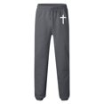 thumbnail image 5 of Men's Cross Print Joggers, Slim Fit Tapered Cuff Sweatpants with Elastic Drawstring Waist, Casual Athletic Lounge Pants for Gym, Running, and Workout Dark Gray XXXL, 5 of 5