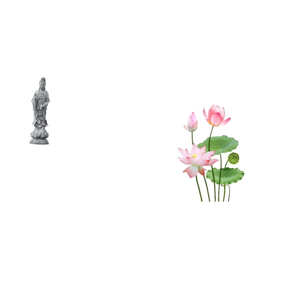Estatua De Guan Yin, Adorno De Piedra, Escultura De Buda Chino Feng Shui, Figurita Para Gabinete, Escritorio, Calcomanía De Pared, Decoración Artística, Pegatina Retro De PVC Para Sala De