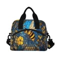 thumbnail image 2 of Insulated Crossbody Lunch Bag 10L Lunch Tote with Adjustable Shoulder Strap for Work Office Picnic Yellow Flowers and Bee, 2 of 6