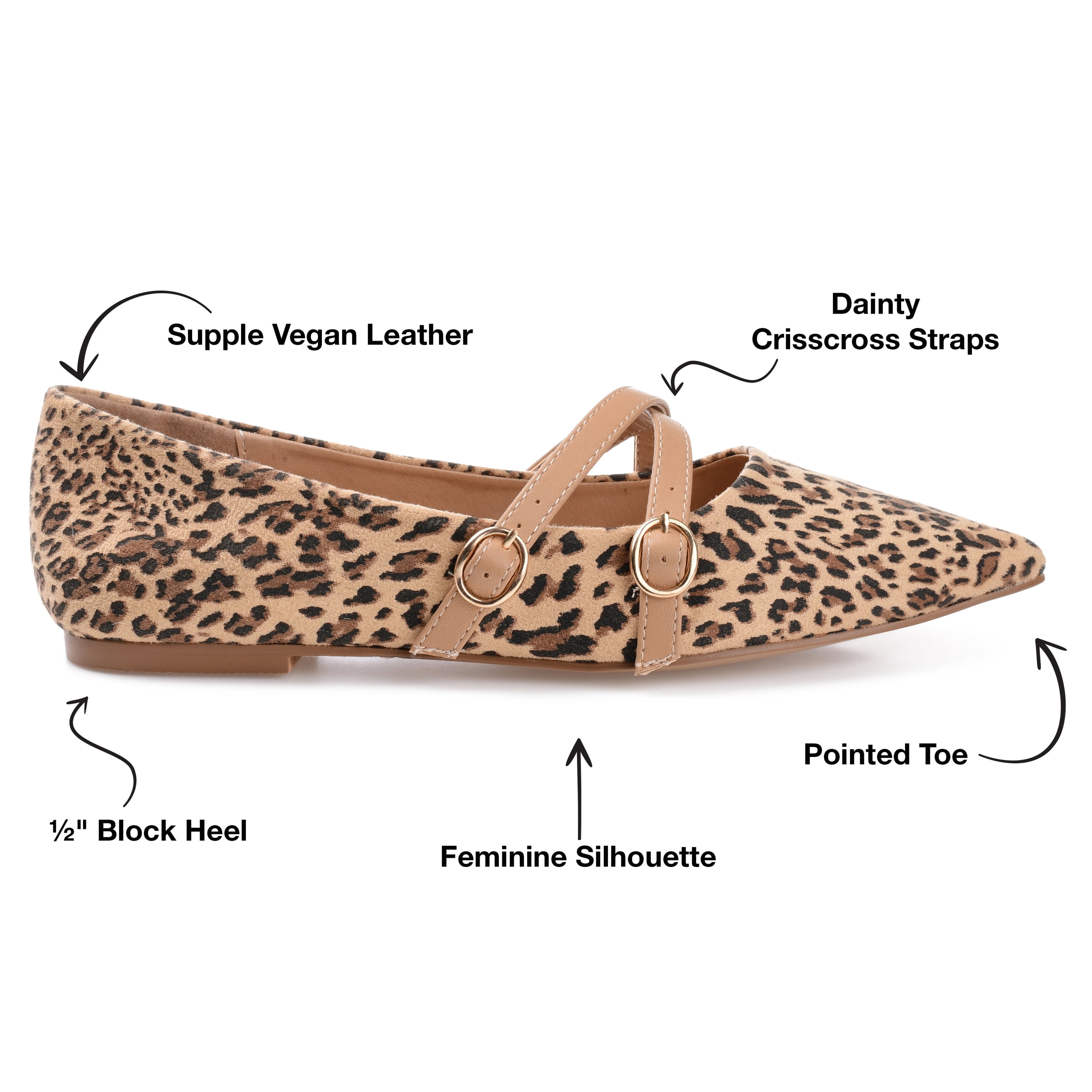 Journee Womens Patricia Slip On Pointed Toe Ballet Flats, Widths Available