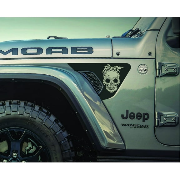 AnyStickerYouWant - Sunflower Skull Fender Vent Vinyl Decal Sticker Fits & Compatible with Jeep Wrangler JL/Jeep Gladiator JT 2018 Rare Sunflower Skull Print