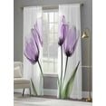 thumbnail image 4 of Purple Tulip Sheer Curtains 108 inches Long 2 Panels Set Flower Farmhouse Floral Sheer Window Curtain Rod Pocket Voile Drapes for Living Room/Bedroom, Each 52" W x 108" L, 4 of 7