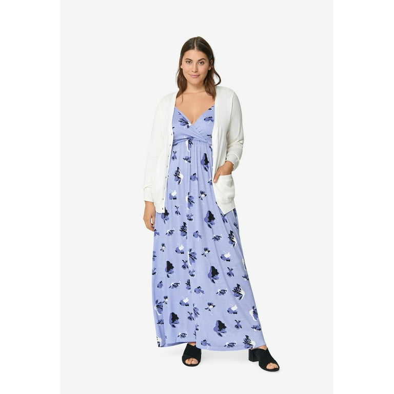 chinese dress ladies The Kamden Surplice Floral Maxi Dress Large / Dodgerblue