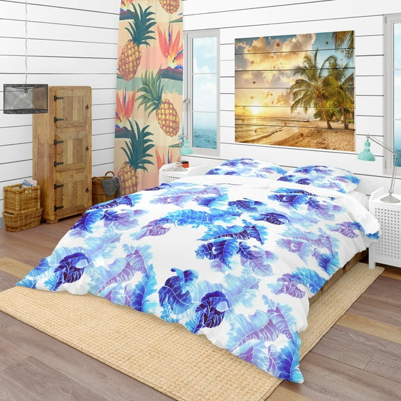 Designart 'Abstract Leaves Pattern' Tropical Duvet Cover Set