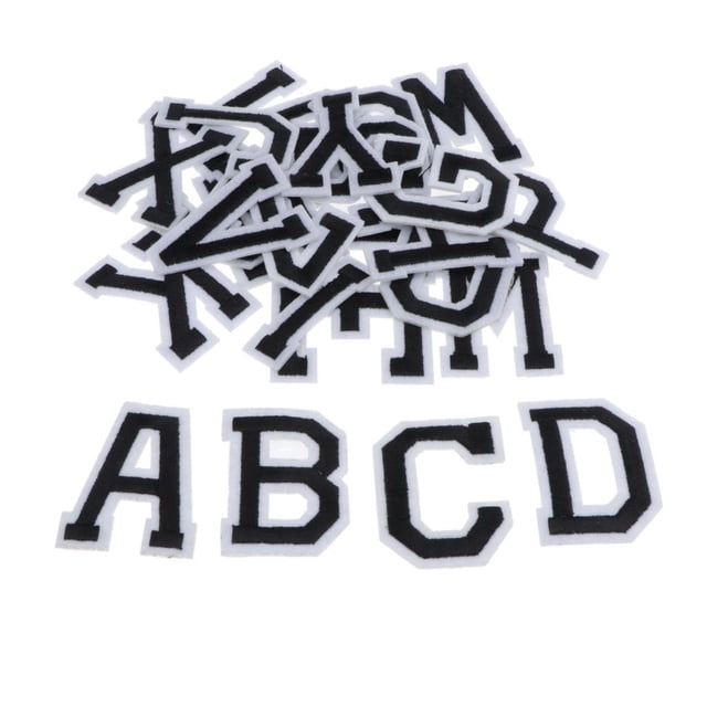 Parche de alfabeto bordado Baoblaze s de apliques bordados Blanco Negro