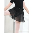 thumbnail image 3 of Stelle Girls' Sequins Ballet Skirt Chiffon Wrap Dance Skirt,Tie up Sheer Dance Skate Over Scarf for Leotards Half Dress,Black, 3 of 6