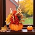 thumbnail image 5 of WHEANG Halloween Pumpkin Artificial Flower Arrangement Realistic Fall Centerpiece (Set Of 3), 5 of 5
