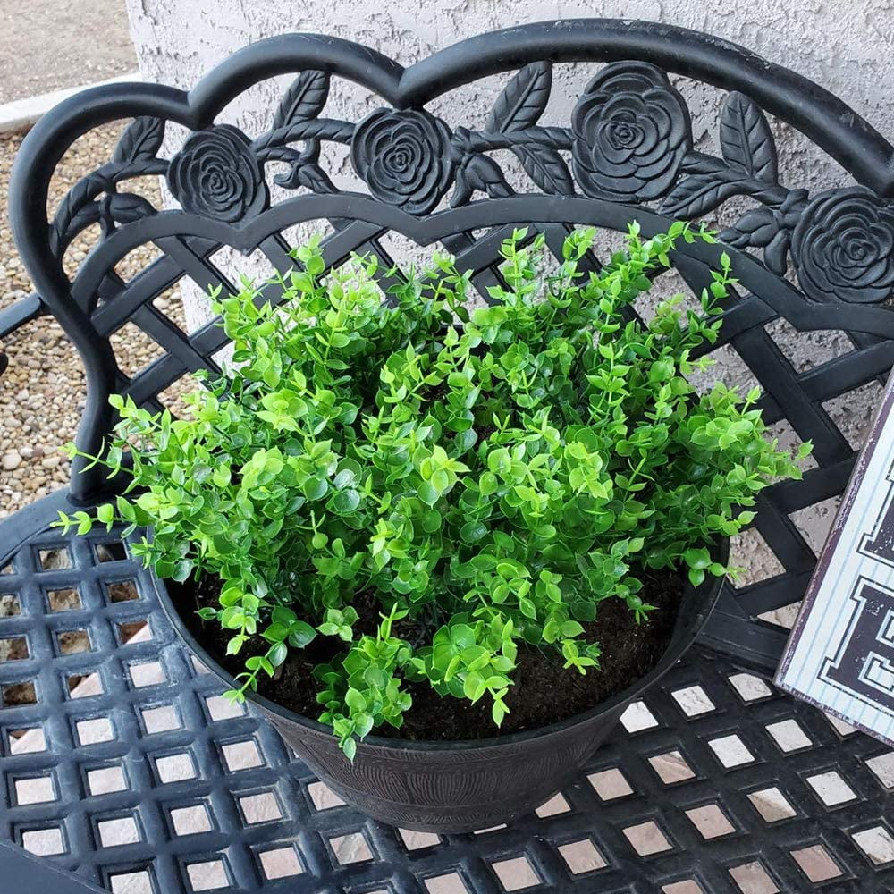 Artificial Flowers Fake Outdoor UV Resistant Boxwood Plants Shrubs, Faux Plastic Greenery for Indoor Outside Hanging Planter Home Office Wedding Farmhouse Decor (Orange Red)