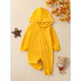 thumbnail image 3 of Musuos Infant Baby Fall Romper 0-24M Solid Colors Long Sleeve Zipper Hoodie Jumpsuit with Pocket Newborn Clothes for Boys Girls, 3 of 9